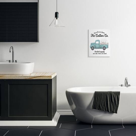 Stupell Industries Toilet Paper Family Bathroom Sign Premium Cotton Truck Canvas Wall Art